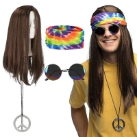 Set Hippie John (elenak, brle, paruka, nhrdelnk)