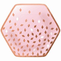 Taniere papierové Hexagon Rose Gold Konfety 23 cm, 8 ks