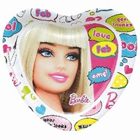 TALÍŘE papírové srdce Barbie 23cm 8ks