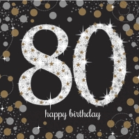 Servtky papierov Sparkling Celebration "80" 33 x 33 cm 16 ks