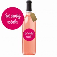 Darčekové víno s českým textom "Jsi skvělý ročník" Zweigeltrebe ružové