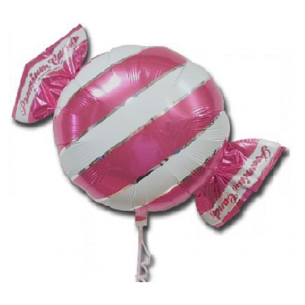 Balón fóliový Cukrík s prúžkami ružový