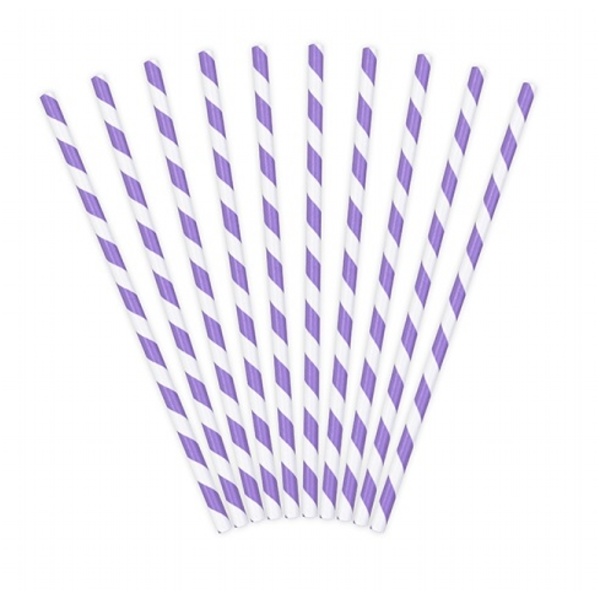 Slamky dizajnové s prúžkami lila