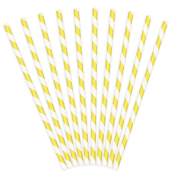 Slamky dizajnové s prúžkami žlté