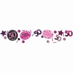 Konfety Sparkling růžové "50" 1ks