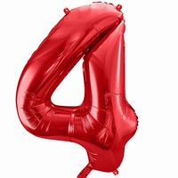 Balónik fóliový číslo 4 červené 85 cm
