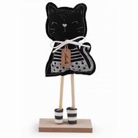 Dekorácia drevená - čierna mačka