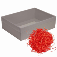 Darčeková krabica s priehľadným vekom šedá s červenou výplňou, 35x25x10 cm