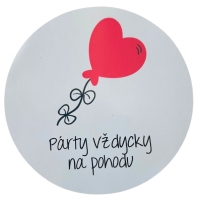 Samolepka "Party vdycky na pohodu" balnik srdce ed 10 cm