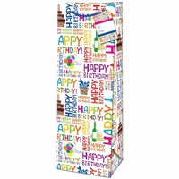 Taška darčeková na fľašu Happy Birthday nápisy 36x12,6x8,9 cm