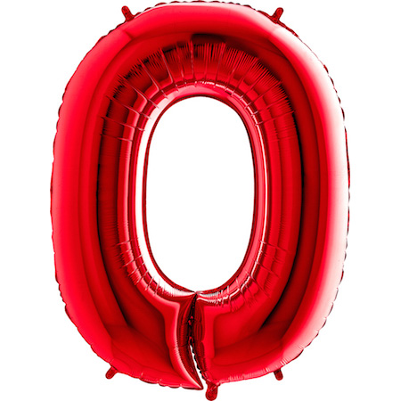 Balónik fóliový číslo červené 0
