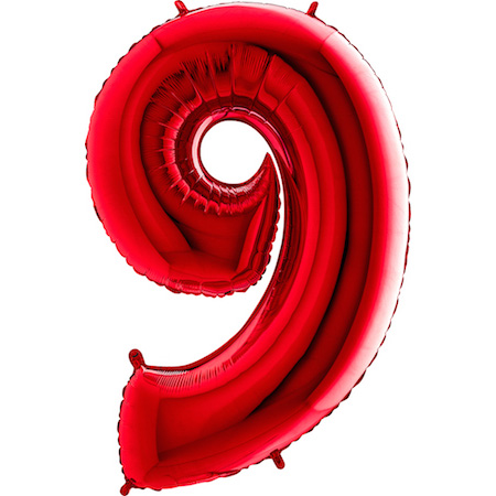 Balónik fóliový číslo červené 9