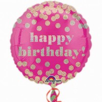 BALNEK fliov kulat Happy Birthday rov s puntky