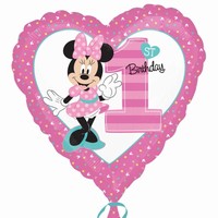 Balónek fóliový Minnie srdce 1. narozeniny