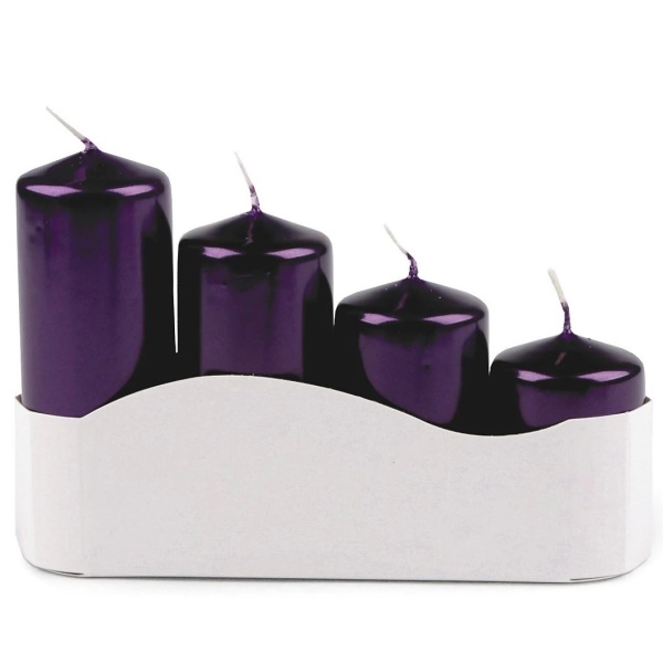 Adventné sviečky zostupné perleťovo fialové 4 ks