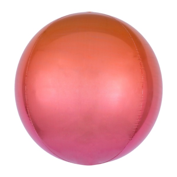 Balónik fóliový OBRZ guľa Ombré červeno-oranžová 40 cm