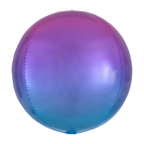 Balónik fóliový OBRZ guľa Ombré ružovo-modrá 40 cm