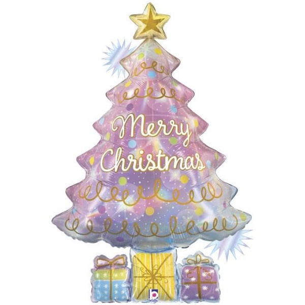 BALÓNIK fóliový Vianočný stromček dúhový 54 x 82 cm