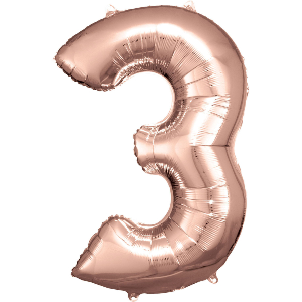 Balónik fóliový číslica 3 ružové zlato 53 x 88 cm