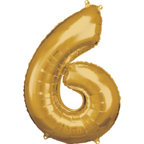 Balónik fóliový číslica 6 zlatá 55 x 88 cm