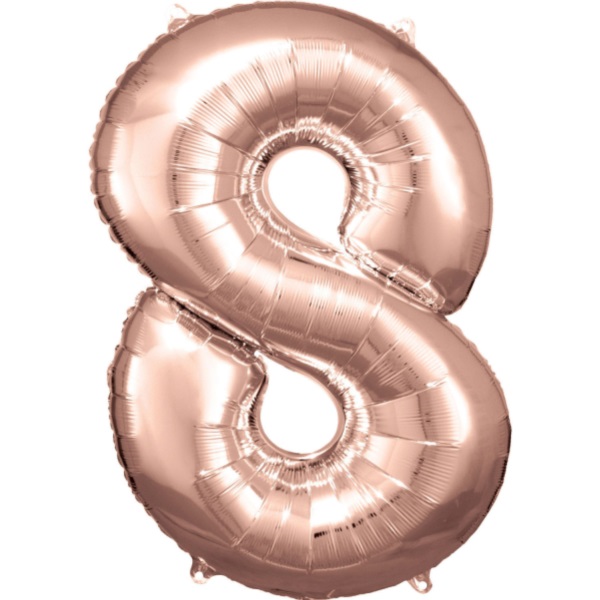Balónik fóliový číslica 8 ružové zlato 53 x 83 cm