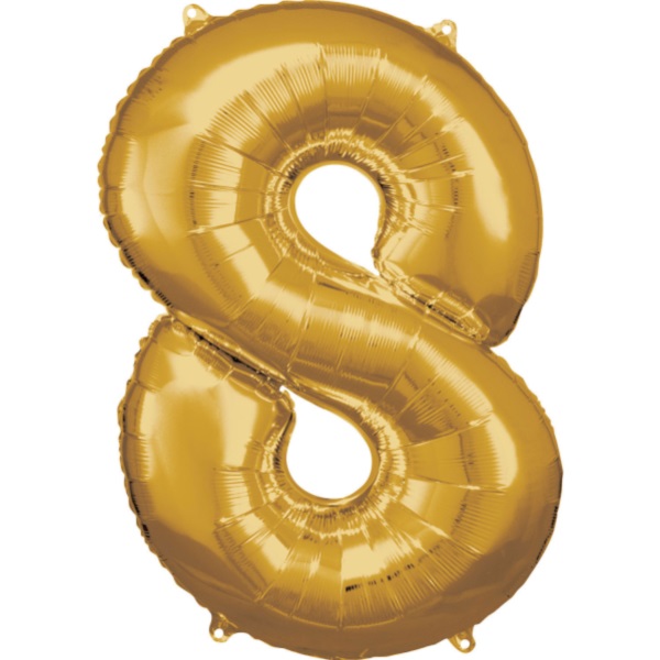 Balónik fóliový číslica 8 zlatá 53 x 83 cm
