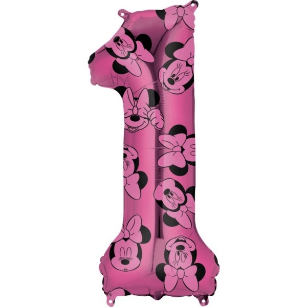 BALÓNIK fóliový číslica 1 ružová Minnie Mouse 66cm