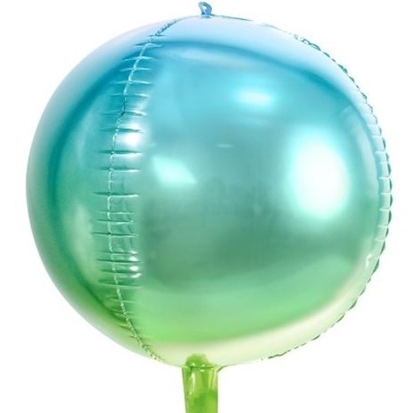 Balónik fóliový guľa ombre modrozelená