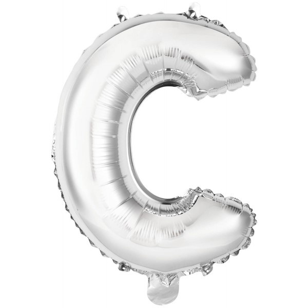 Balónik fóliový mini písmeno C strieborné 34 cm