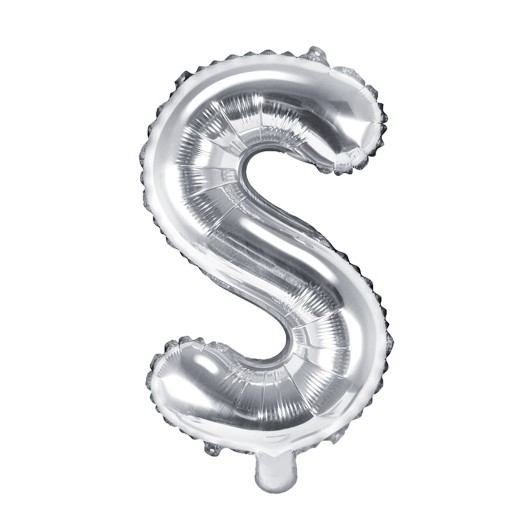 Balónik fóliový mini písmeno S strieborné 35 cm