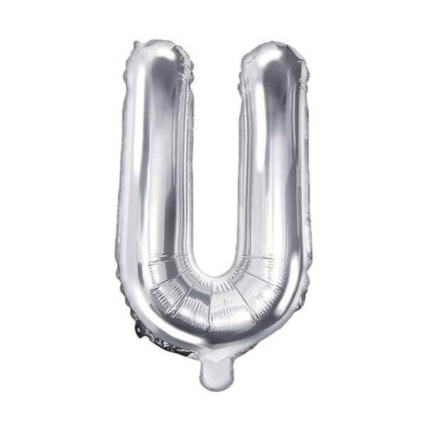 Balónik fóliový mini písmeno U strieborné 35 cm