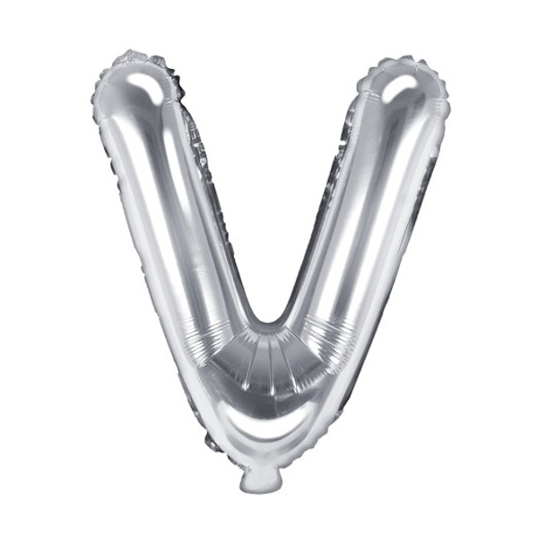 Balónik fóliový mini písmeno V strieborné 35 cm