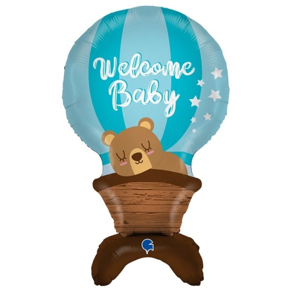 Balónik fóliový samostatne stojaci Balón modrý Welcome Baby 97 cm