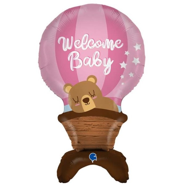 Balónik fóliový samostatne stojaci Balón ružový Welcome Baby 97 cm