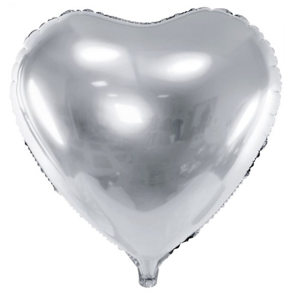 Balónik fóliový srdce strieborné 46 cm 1ks