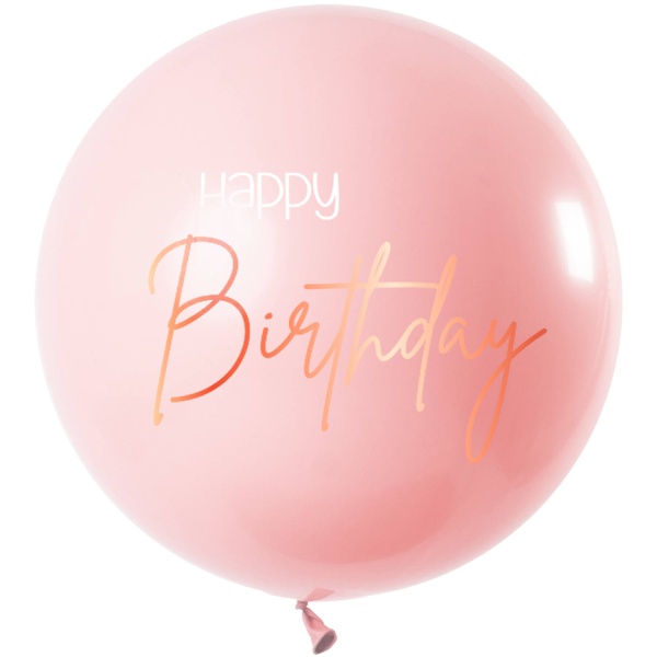 BALÓNIK latexový XL Happy Birthday Elegant Lush Blush 80 cm