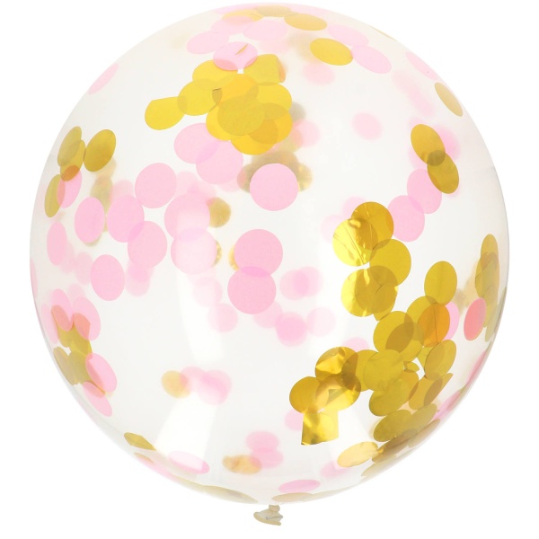 Balónik latexový XL s konfetami Gold & Pink 61 cm