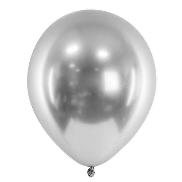Balónik latexový lesklý Glossy strieborný 30cm 50ks