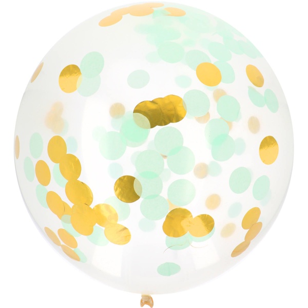 Balónik latexový s konfetami Gold & Mint 61 cm