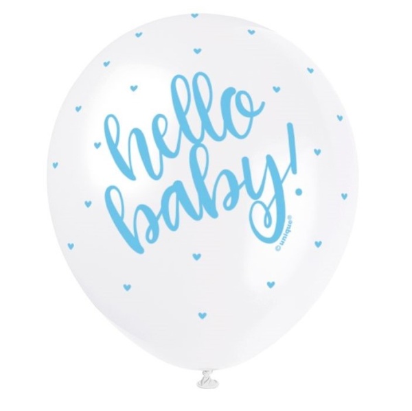 Balóniky latexové Hello Baby modré 30 cm 5 ks
