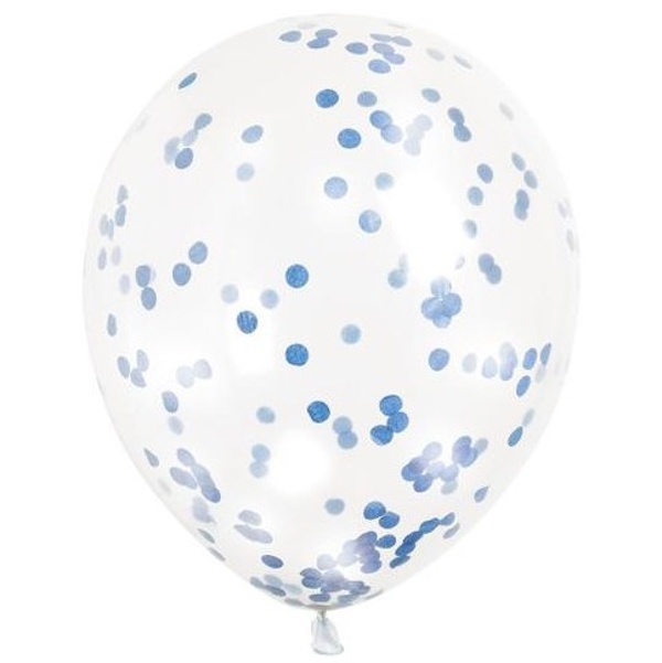 Balóniky latexové s modrými konfetami 6 ks