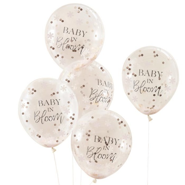 BALONKY latexov transparentn s konfetami Rose Gold 
