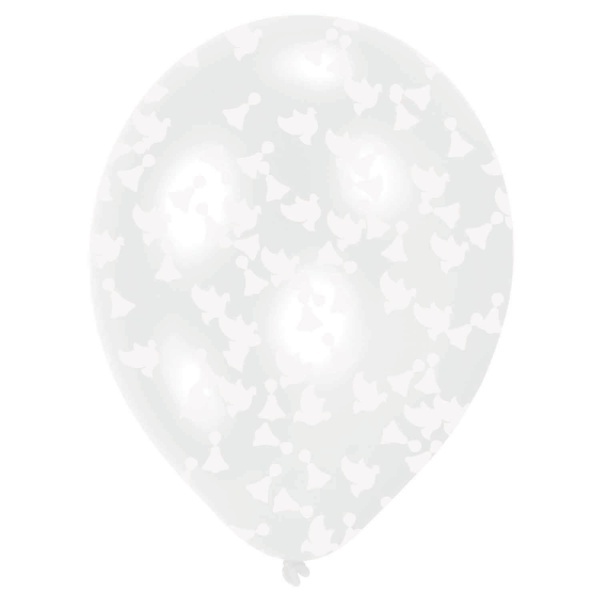 Balóniky latexové transparentné s konfetami v tvare holubíc 27,5 cm 6 ks