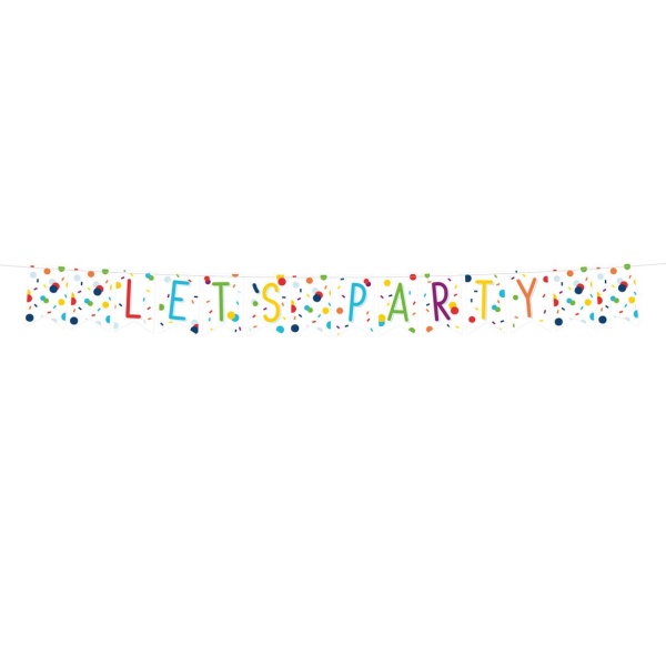 BANNER vlajkový Let\'s party Konfety 185x19cm