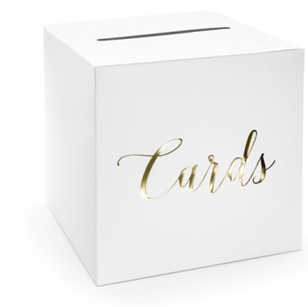 E-shop BOX na priania so zlatým nápisom Cards 24x24x24cm