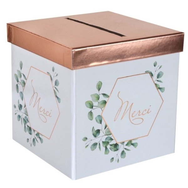 E-shop BOX na priania šesťhran s lístkami Rose Gold 20x20x20cm