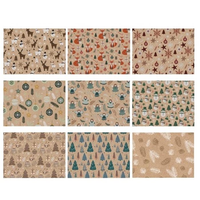 Balící papír kraftový vánoční mix 100x70 cm