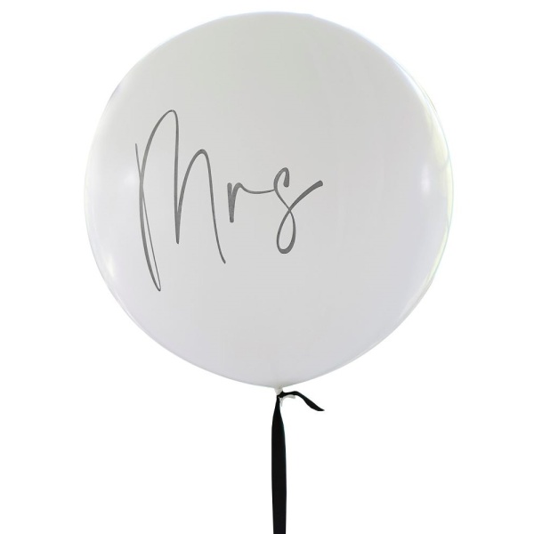 Balón latexový Mrs. s čiernou stuhou 91 cm