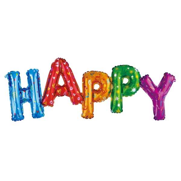 Balónik fóliový farebný písmená HAPPY