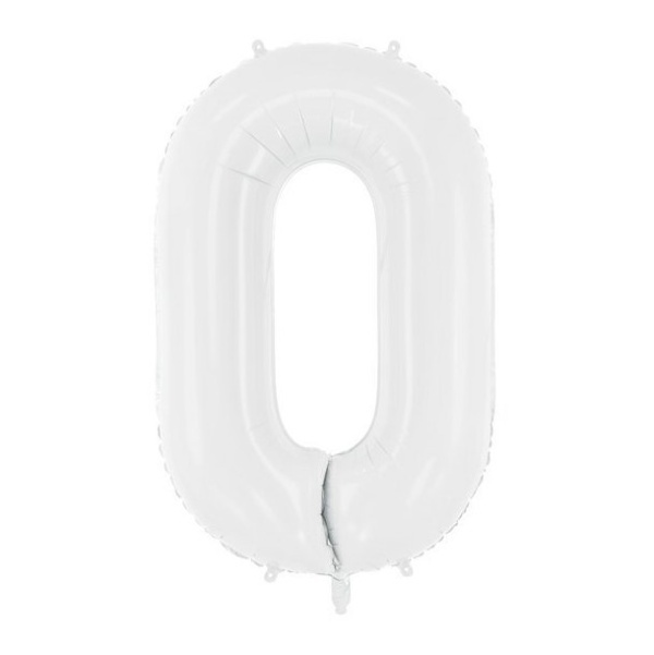 Balónik fóliový biely číslica 0, 86 cm